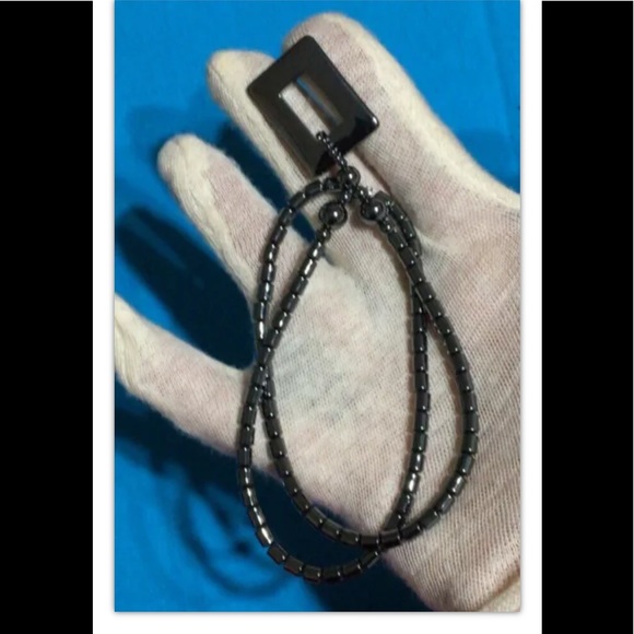 Black Hematite Necklace w/ Rectangle Pendant - Picture 6 of 10